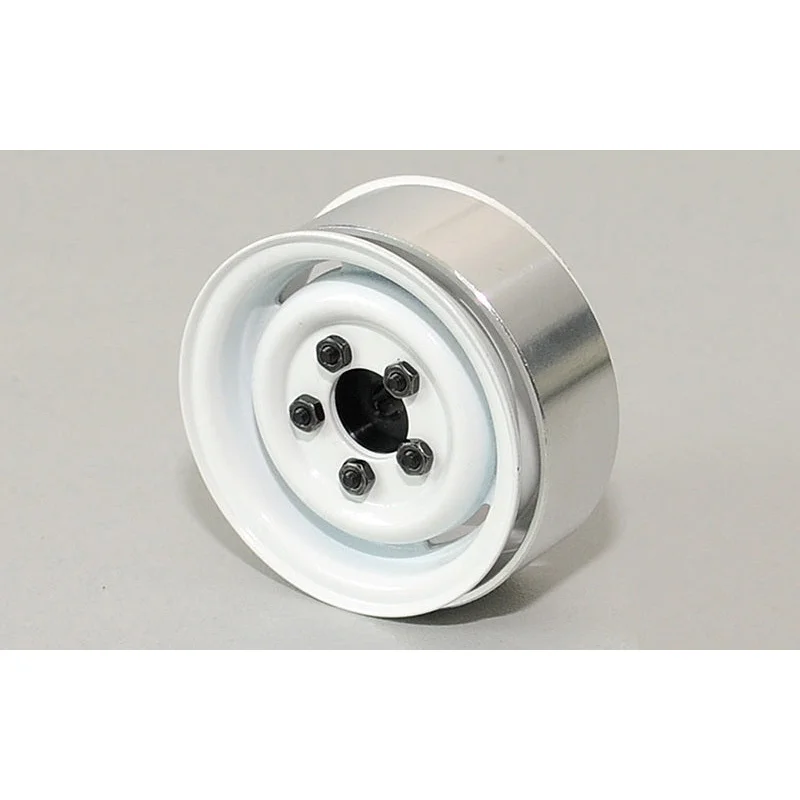 Z-W0076 1.55″ Landies Vintage Stamped Steel Beadlock Wheels (White)