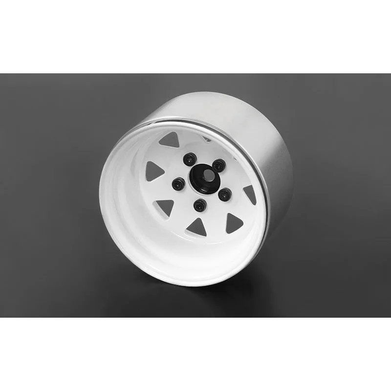 Z-W0242 5 Lug Deep Dish Wagon 1.9″ Steel Stamped Beadlock Wheels (White)