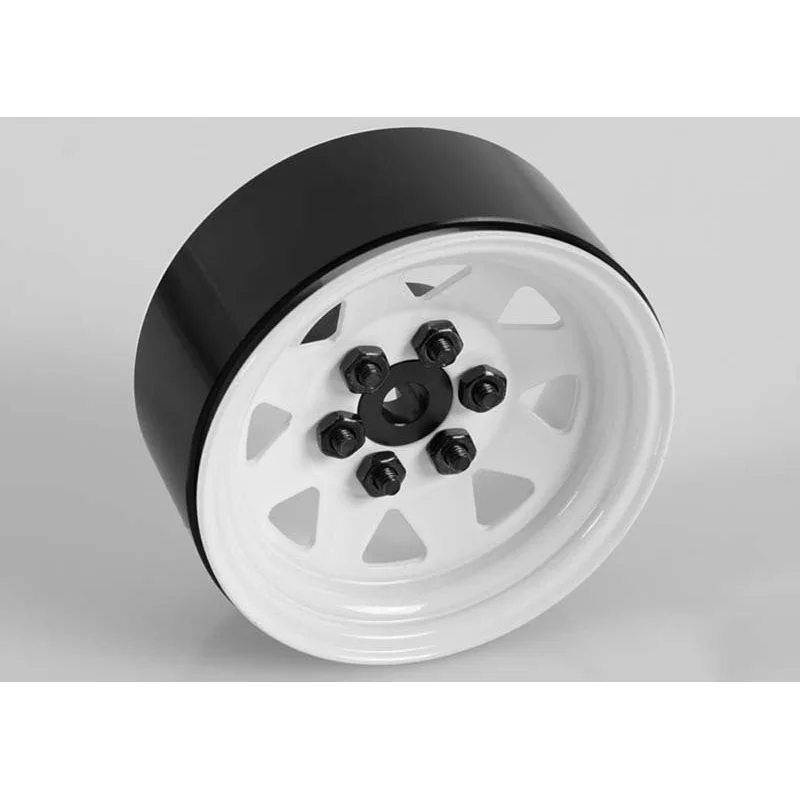 Z-W0128 6 Lug Wagon 1.9″ Steel Stamped Beadlock Wheels (White)